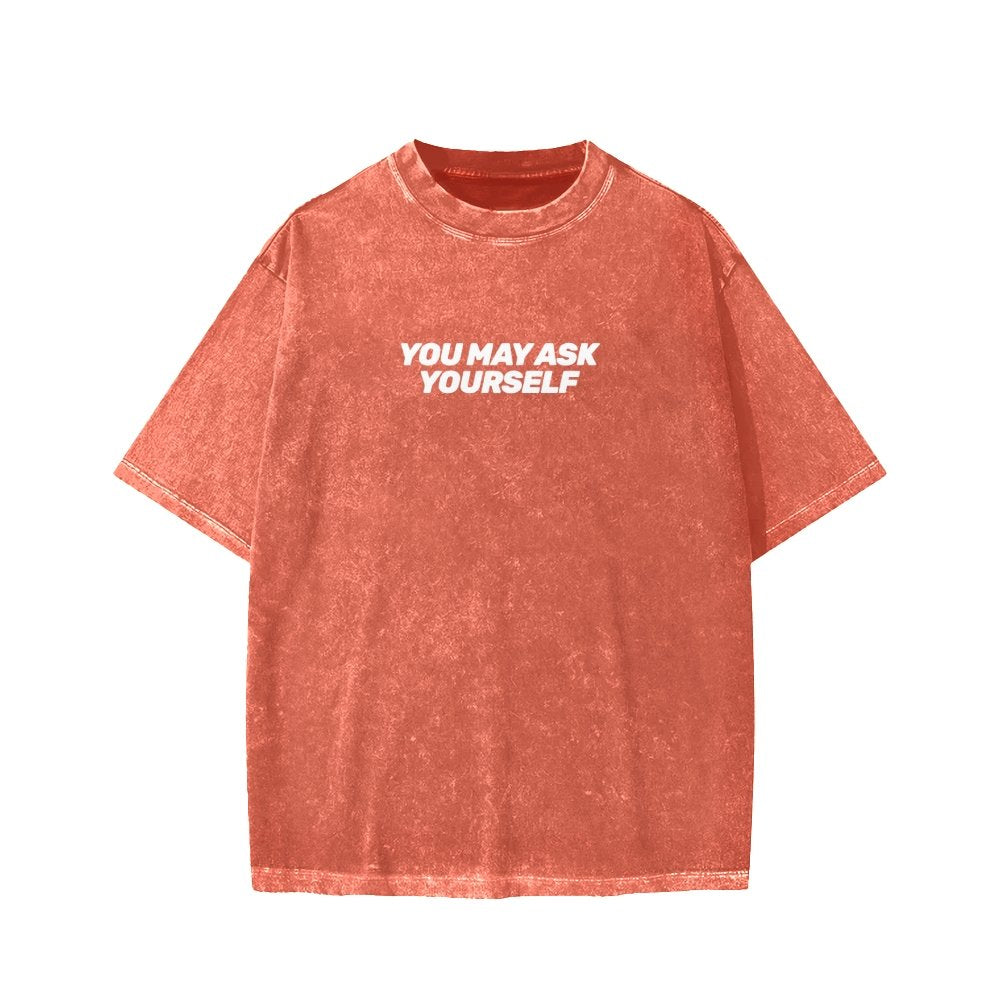 Techno Apocalypse Front And Back Printing Washed T-shirt