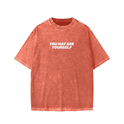 Techno Apocalypse Front And Back Printing Washed T-shirt