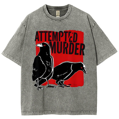 Attempted Murder Crow Vintage Distressed T-shirt