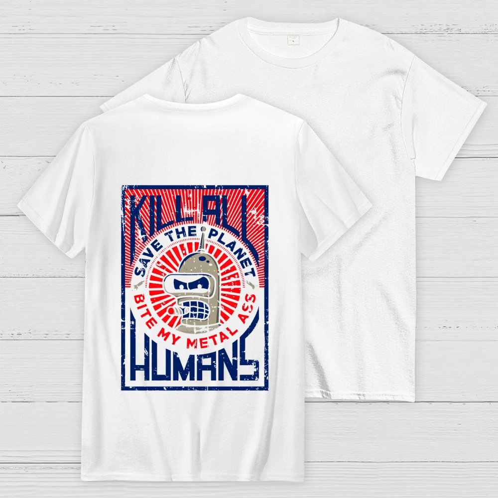 Save The Earth And Kill All Humans Nerdy  Back Printing Geek T-Shirt
