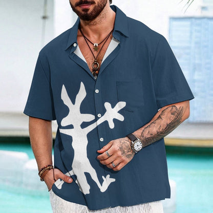 Coyote Splat Hitting Cartoon Print Geek Hawaiian Shirt