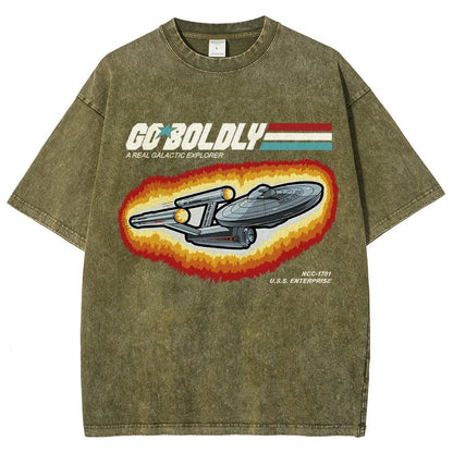 Go Boldly - A Real Cosmic Explorer Vintage Distressed T-shirt
