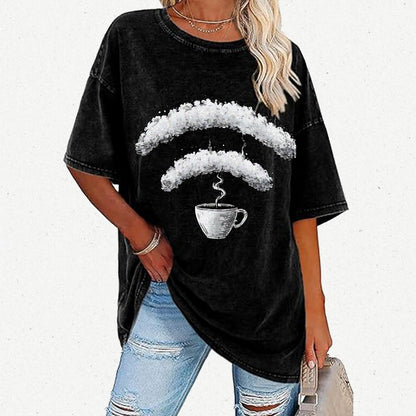 Connected Through Caffeine Vintage Distressed T-shirt