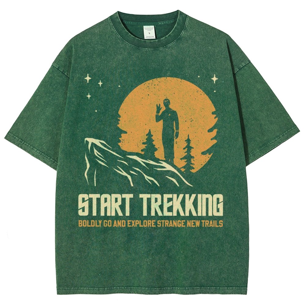 Start Trekking Boldly Go And Explore Uncharted New Trails Vintage Distressed T-shirt