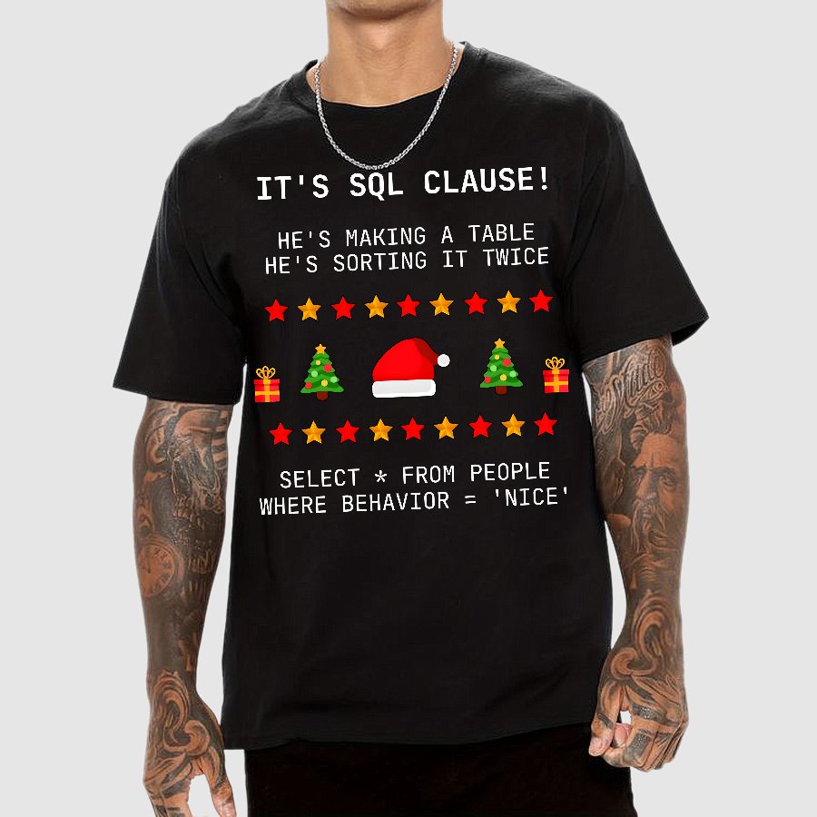 SQL Clause Christmas Coding Present Classic Geek T-Shirt