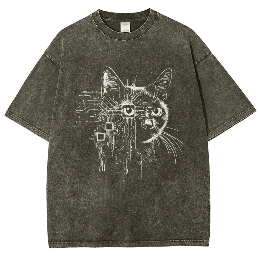 Future Cat Vintage Distressed T-shirt