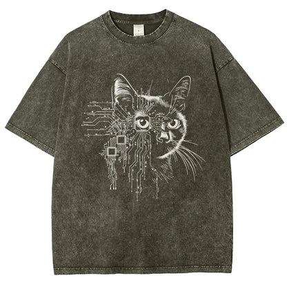 Future Cat Vintage Distressed T-shirt