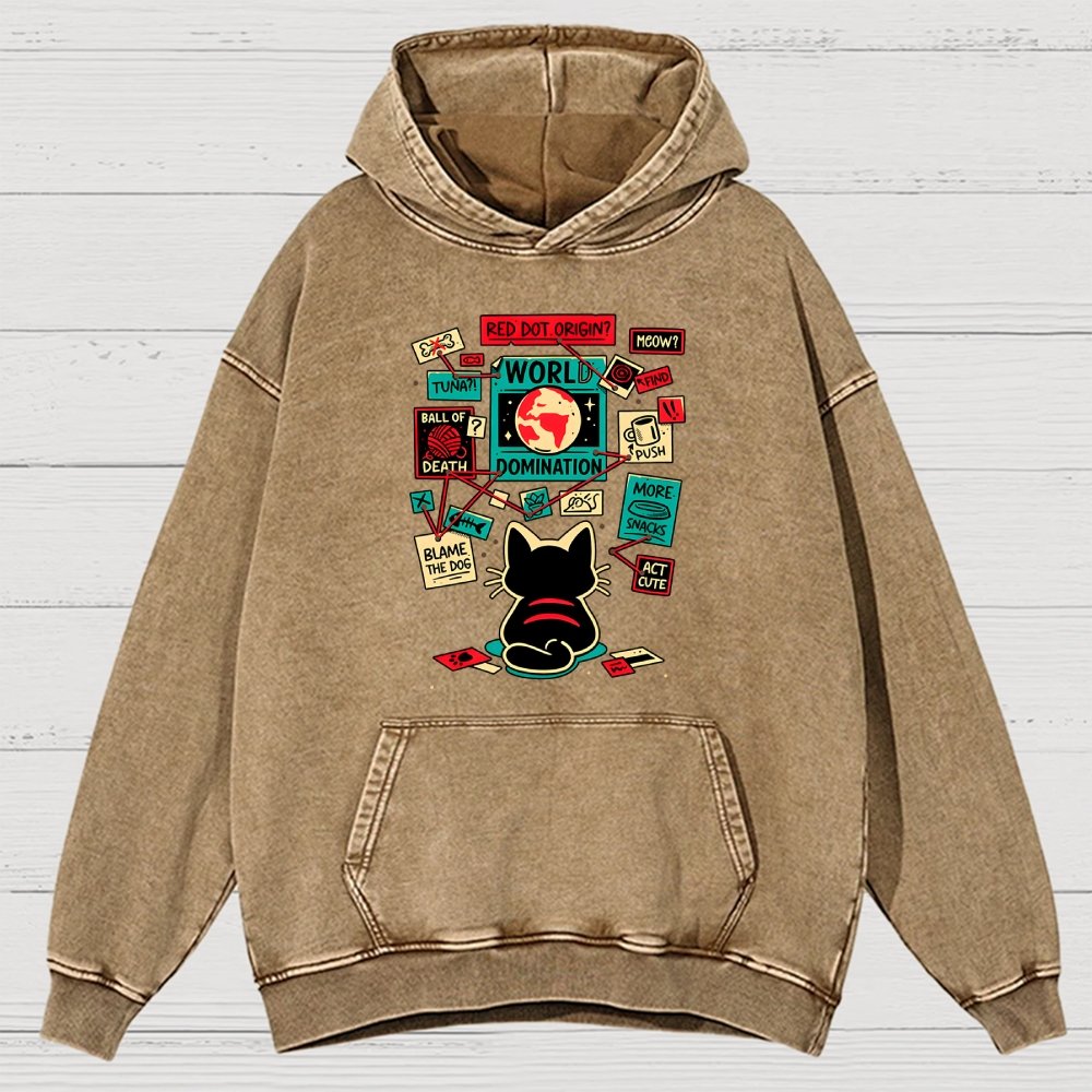 Cat Master Plan Vintage Distressed Hoodie