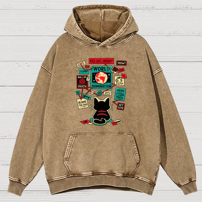 Cat Master Plan Vintage Distressed Hoodie