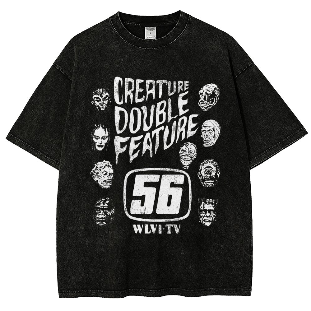 Creature Double Feature Classic Monsters Vintage Distressed T-shirt