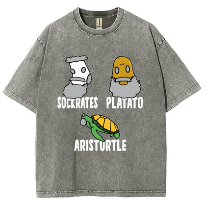 Sockrates Platato Aristurtle Vintage Distressed T-shirt