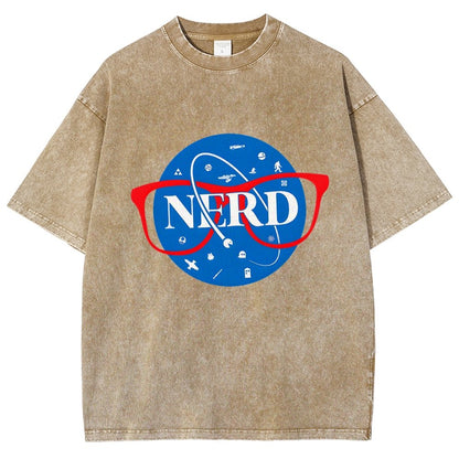 Nerdy Space Patch Vintage Distressed T-shirt