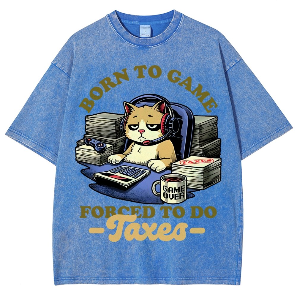 Cat Gamer Taxes Vintage Distressed T-shirt