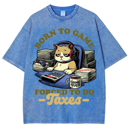 Cat Gamer Taxes Vintage Distressed T-shirt