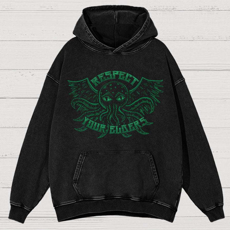 Respect Your Elder Gods Vintage Distressed Hoodie