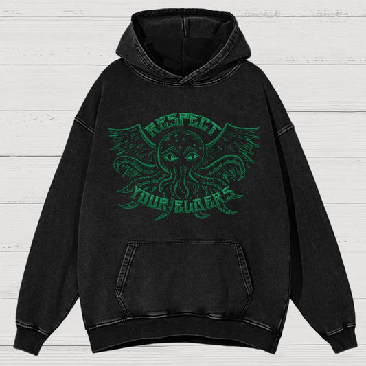 Respect Your Elder Gods Vintage Distressed Hoodie