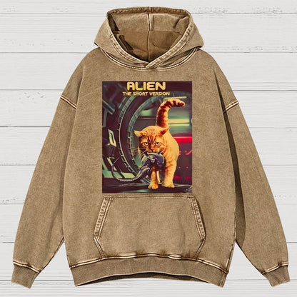 Mystery Cat Heavy Vintage Distressed Hoodie