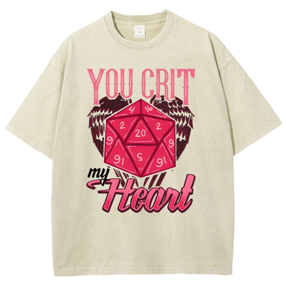 You Crit My Heart Fun Board Game Valentine's Day Nerd Vintage Distressed T-shirt