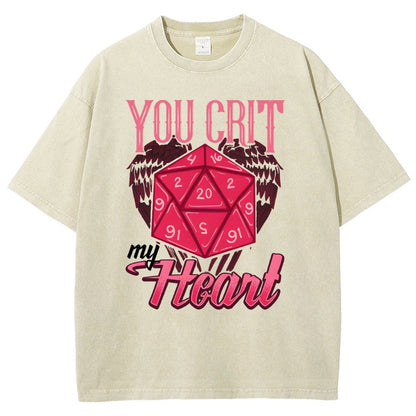 You Crit My Heart Fun Board Game Valentine's Day Nerd Vintage Distressed T-shirt