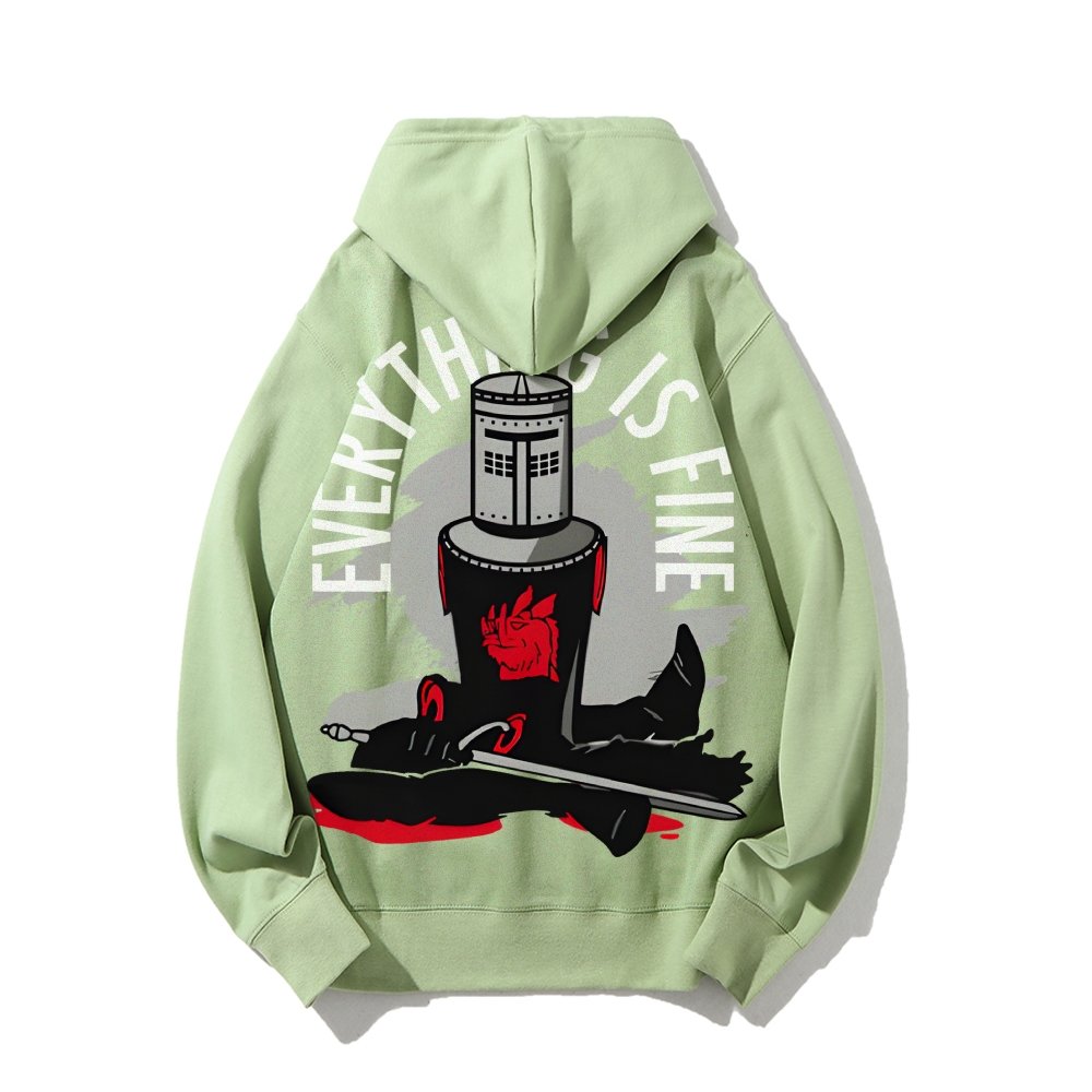 Everything Is Fine Printed Back Cotton Hoodie