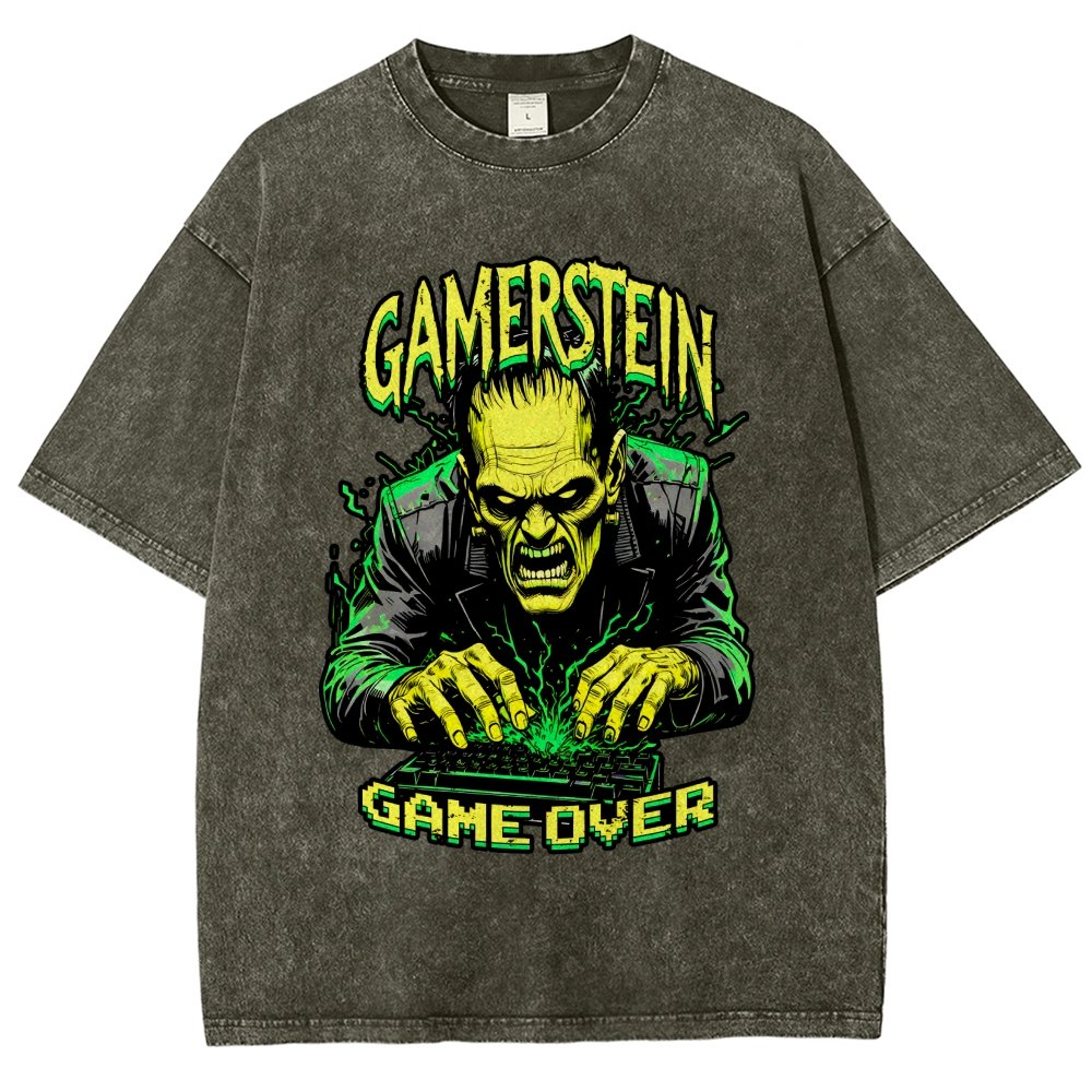 Gamerstein Game Over Funny Halloween Vintage Distressed T-shirt