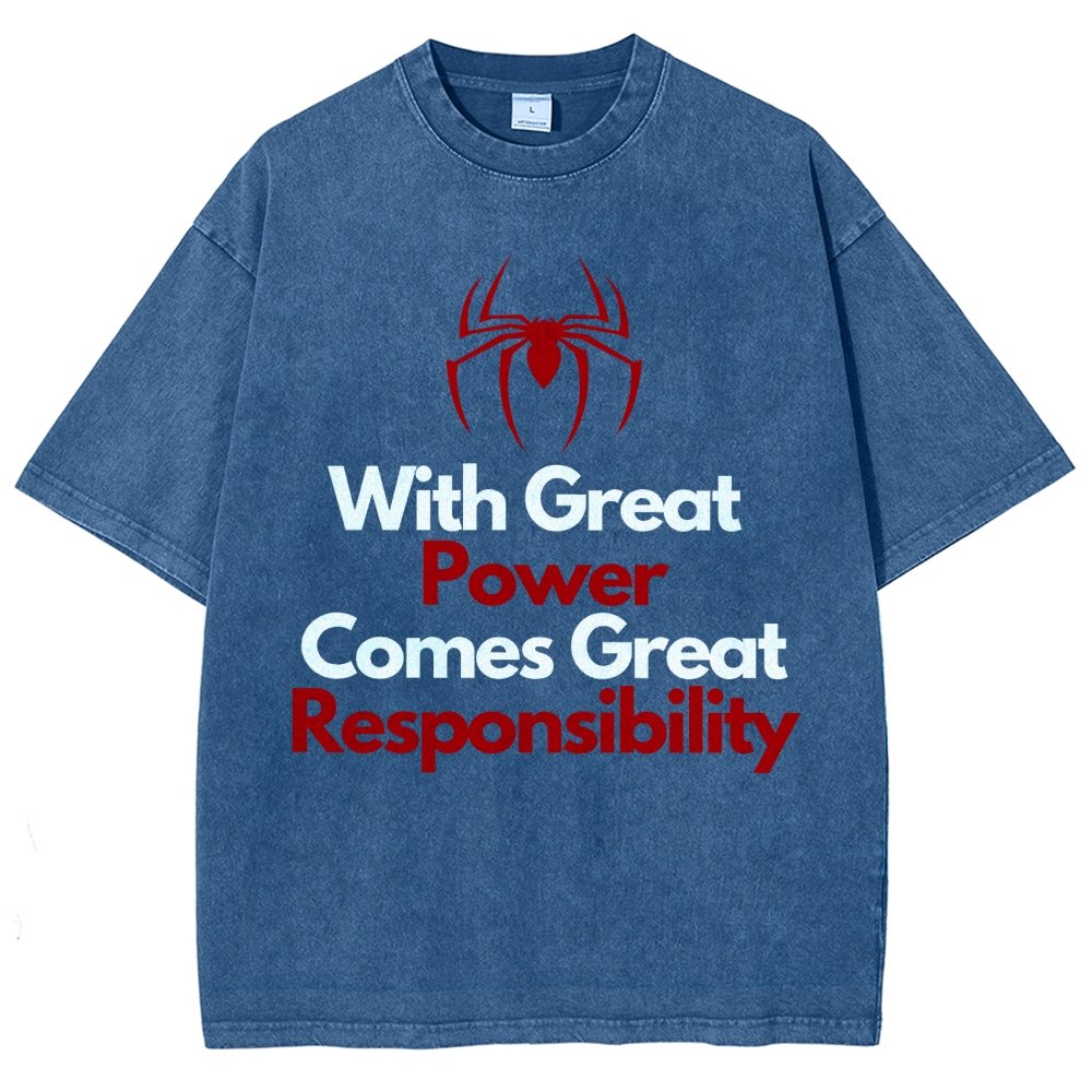 With Great Power Comes Great Responsibility Vintage Distressed T-shirt