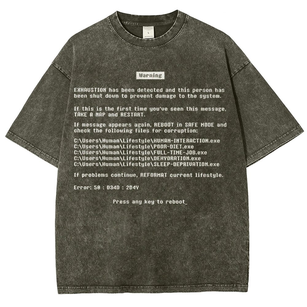 Blue Screen of Exhaustion Vintage Distressed T-shirt