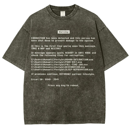 Blue Screen of Exhaustion Vintage Distressed T-shirt