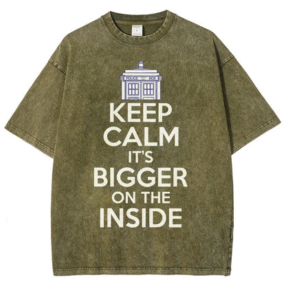 Keep Calm It's Larger On The Inside Vintage Distressed T-shirt