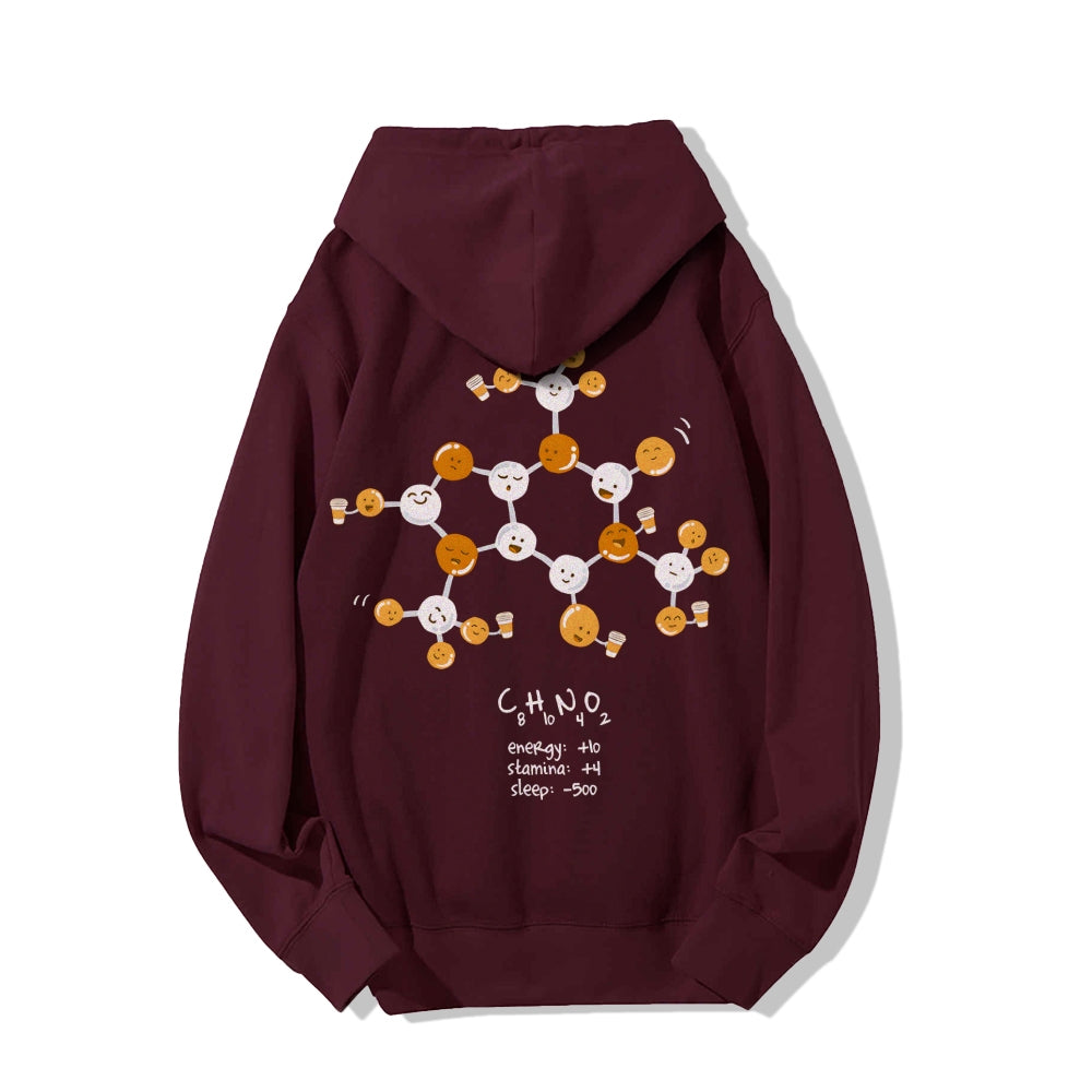 Caffeine Power Up Printed Back Unisex Cotton Hoodie