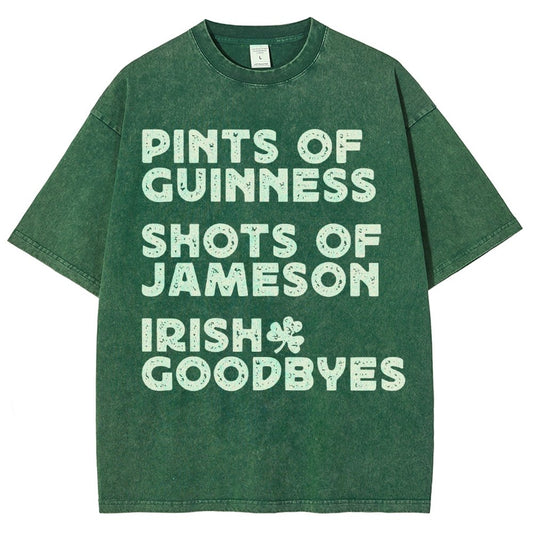 Pints Shots Goodbyes-St. Patrick's Day Vintage Distressed T-shirt