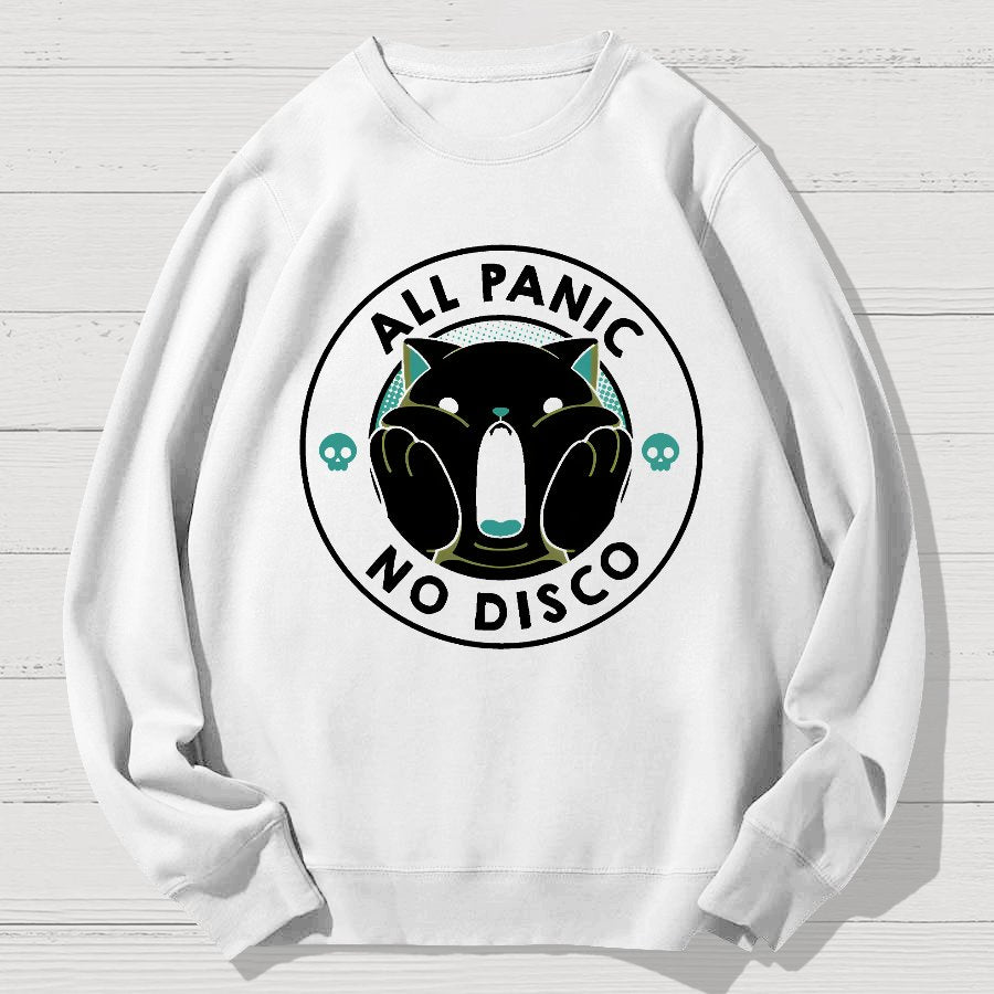 All Panic No Disco Funny Cat Geek Cotton Sweatshirt