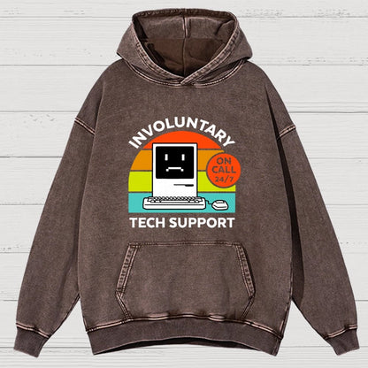 Overthinking Mode ON! Involuntary Tech Support Vintage Distressed Hoodie