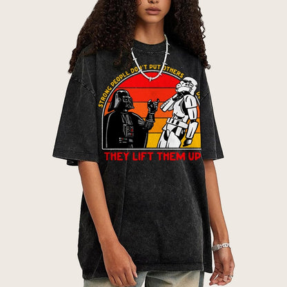 Strong People Graphic Vintage Distressed Washed T-shirt
