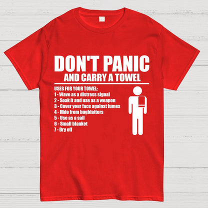 Don't Panic And Carry A Towel Geek T-Shirt
