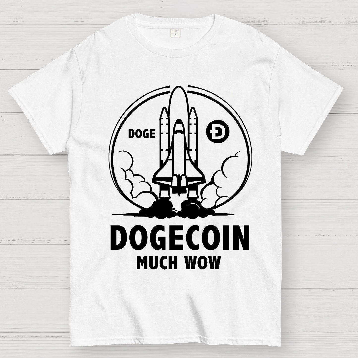 Dogecoin Rocket Ship Much Wow Meme Joke Funny Crypto Currency Elon Musk DOGE Geek T-Shirt