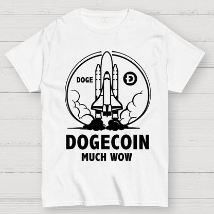 Dogecoin Rocket Ship Much Wow Meme Joke Funny Crypto Currency Elon Musk DOGE Geek T-Shirt