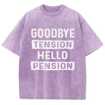 Funny Retirement Goodbye Tension Hello Pension Vintage Distressed T-shirt