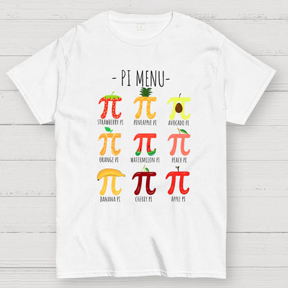 Pi Menu Math Teacher Nerd T-Shirt