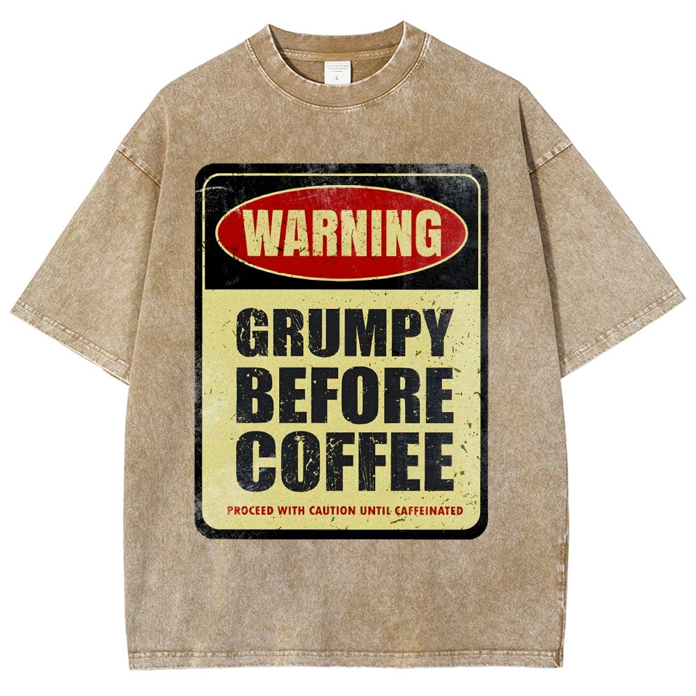 Grumpy Before Coffee Vintage Distressed T-shirt 2412001060