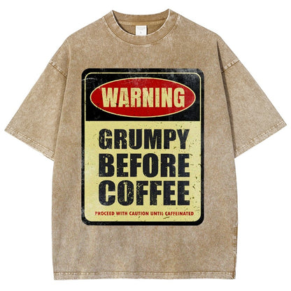 Grumpy Before Coffee Vintage Distressed T-shirt 2412001060