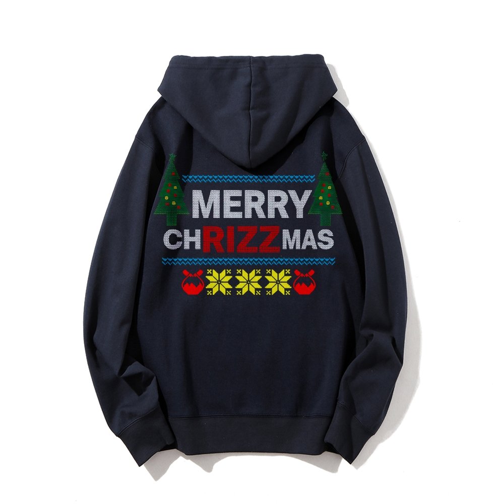 MERRY CHRIZZMAS Printed Back Unisex Cotton Hoodie