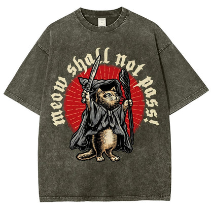 Meow Shall Not Pass Vintage Distressed T-shirt