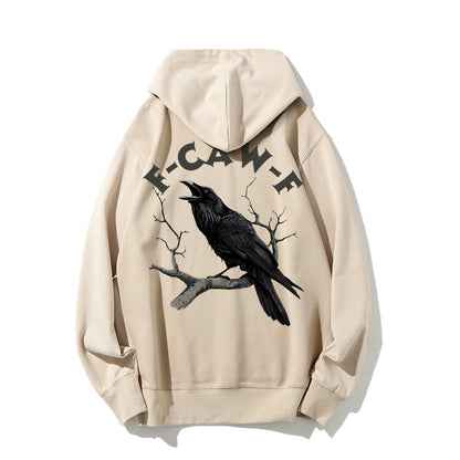 F-Caw-F Funny Crow Printed Back Unisex Cotton Hoodie