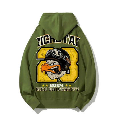 Vintage Rich Star Graphic Print Printed Back Cotton Hoodie