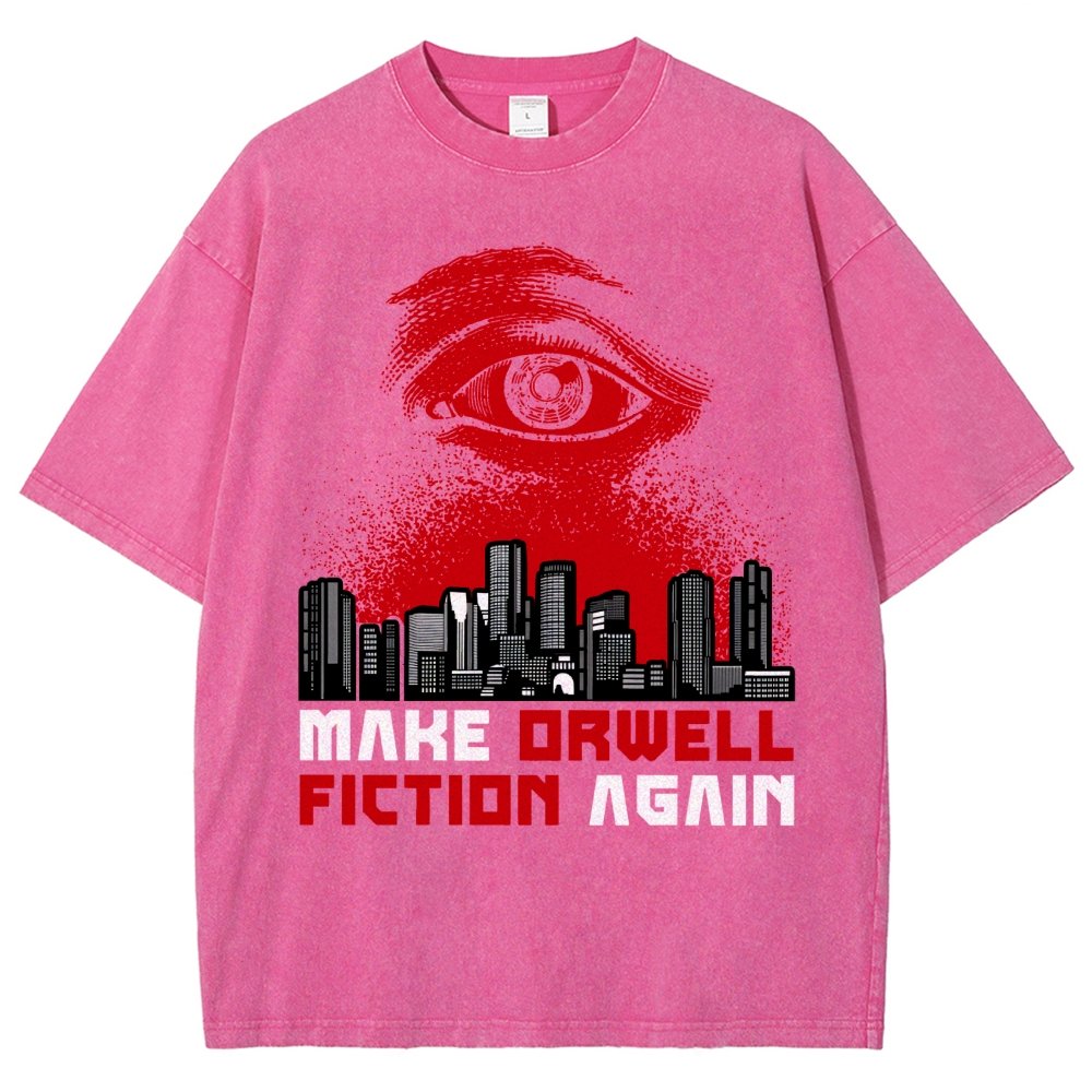 Damen Make Orwell Fiction Again Vintage Distressed T-shirt