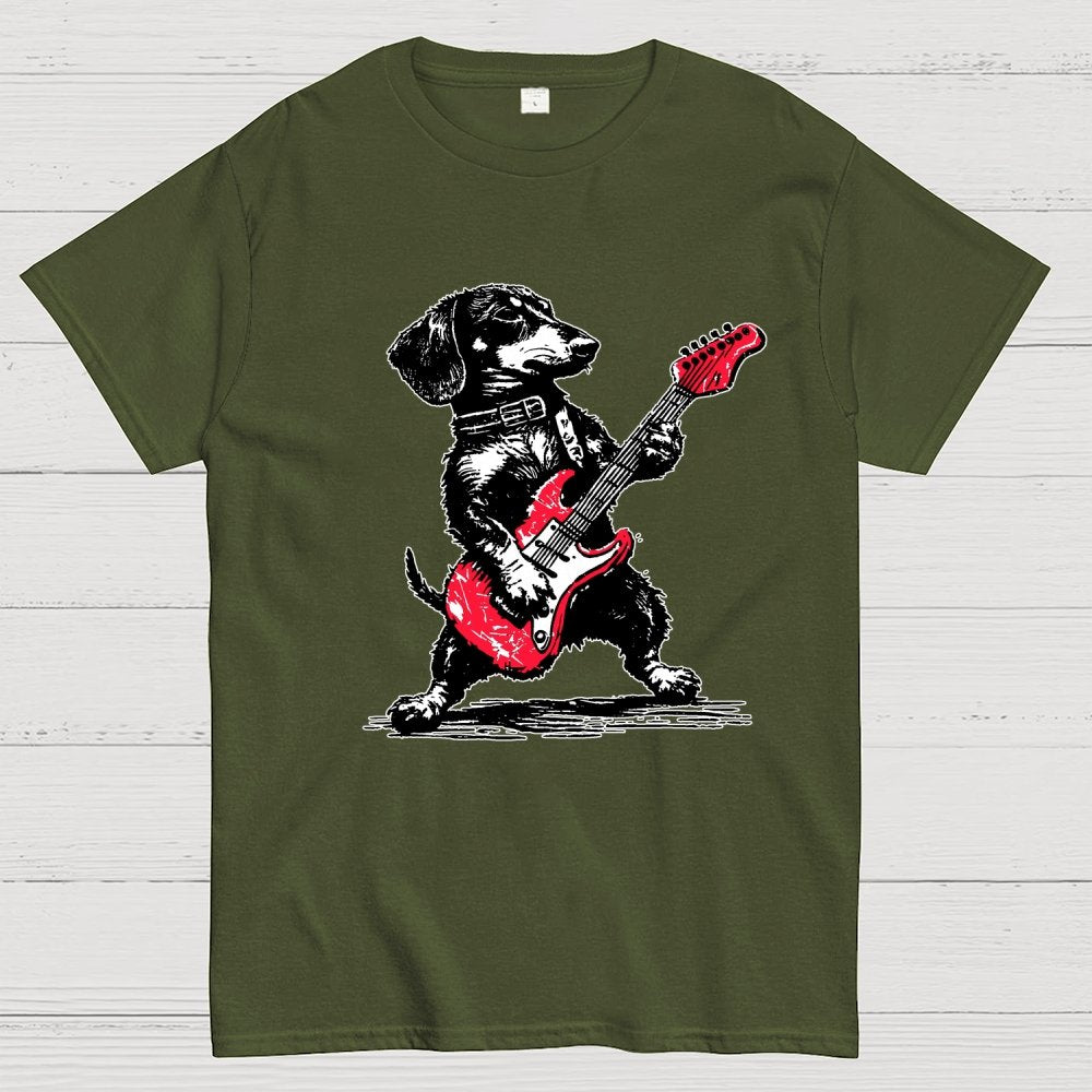 Dachshund Weenie Playing Guitar Geek T-Shirt