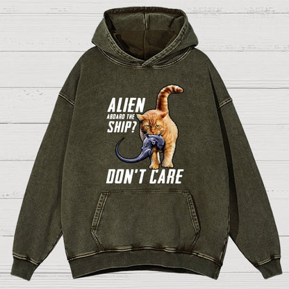 Top Cat Alien Aboard The Ship Don’T Care Vintage Distressed Hoodie