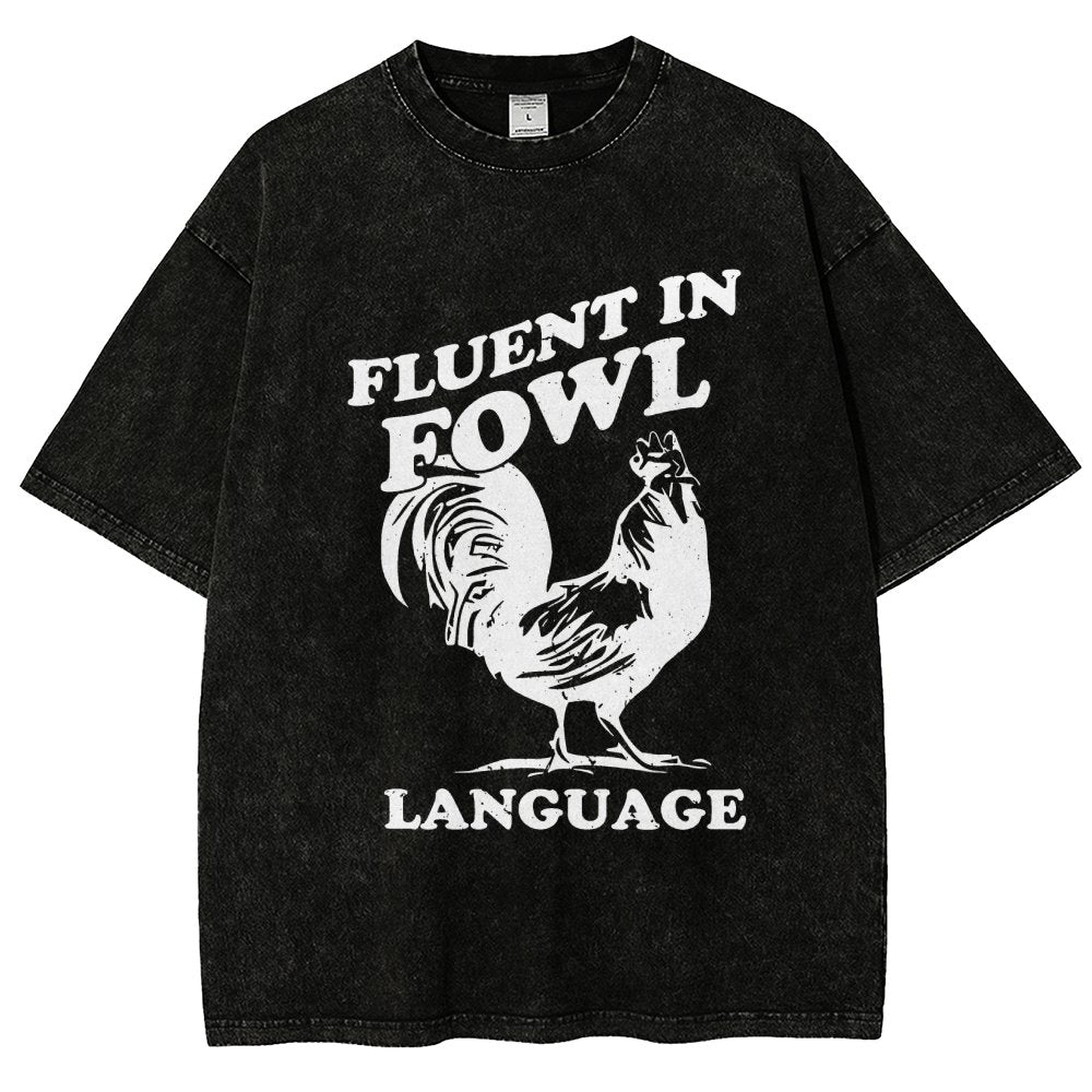 Chicken Turkey Fluent In Fowl Language Vintage Distressed T-shirt