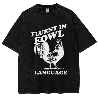 Chicken Turkey Fluent In Fowl Language Vintage Distressed T-shirt